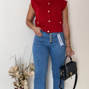 Chalequillos sin mangas con botones dorados