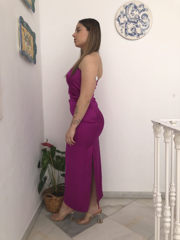 Vestido cuello asimétrico buganvilia - Imagen 3