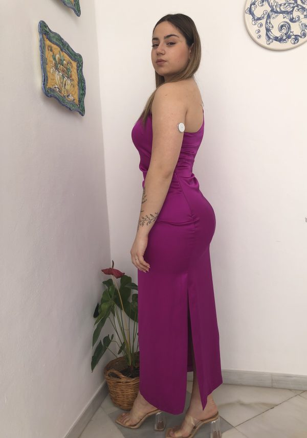 Vestido cuello asimétrico buganvilia - Imagen 4