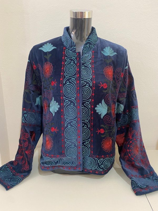 Chaqueta de antelina azul