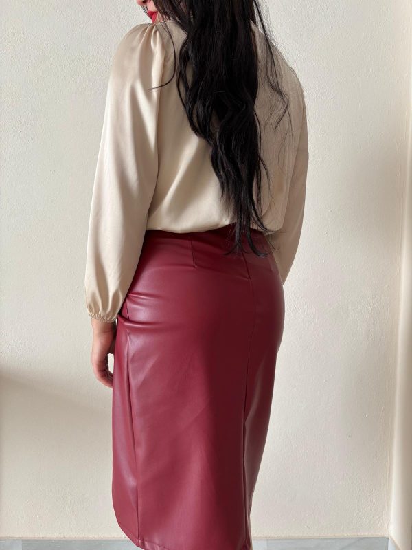 Falda polipiel burdeos - Imagen 4