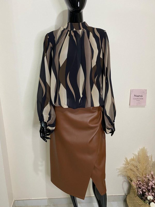 Falda polipiel marrón - Imagen 2