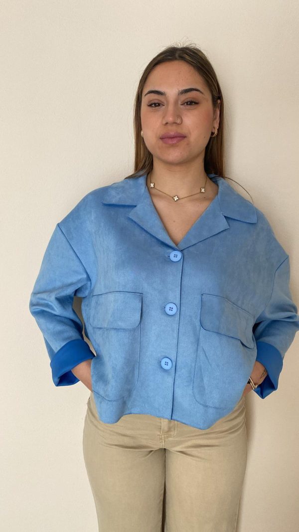 Chaqueta con solapa de piel vuelta varios colores - Imagen 2