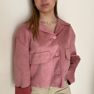 Chaqueta con solapa de piel vuelta varios colores