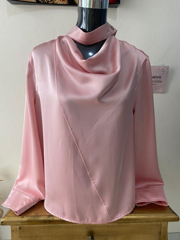 Blusa satén verde agua