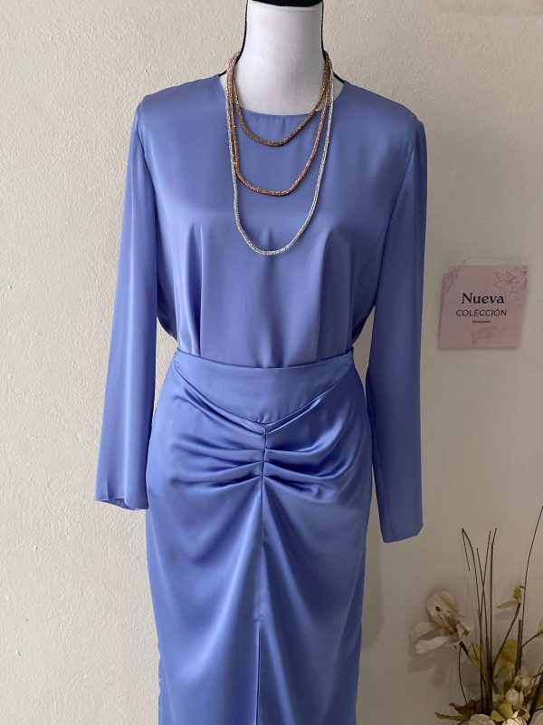 Falda de satén frunce central - Imagen 3