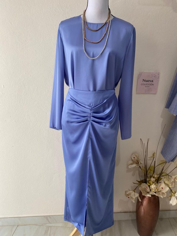 Falda de satén frunce central - Imagen 4