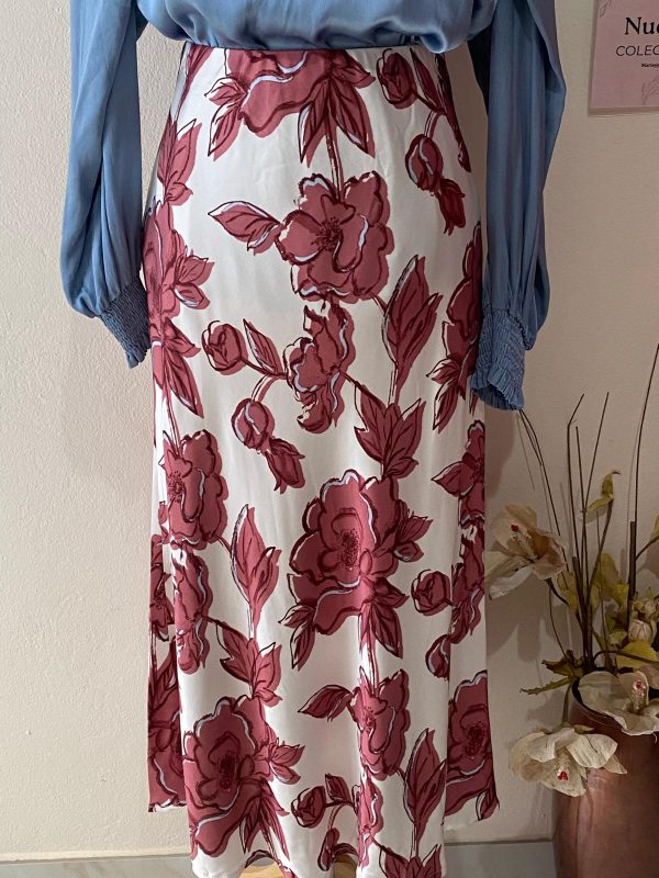 Falda de satén estampada con flores