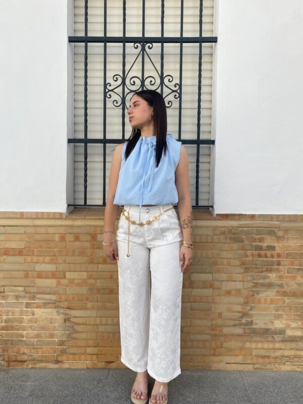 Pantalón blanco brocado