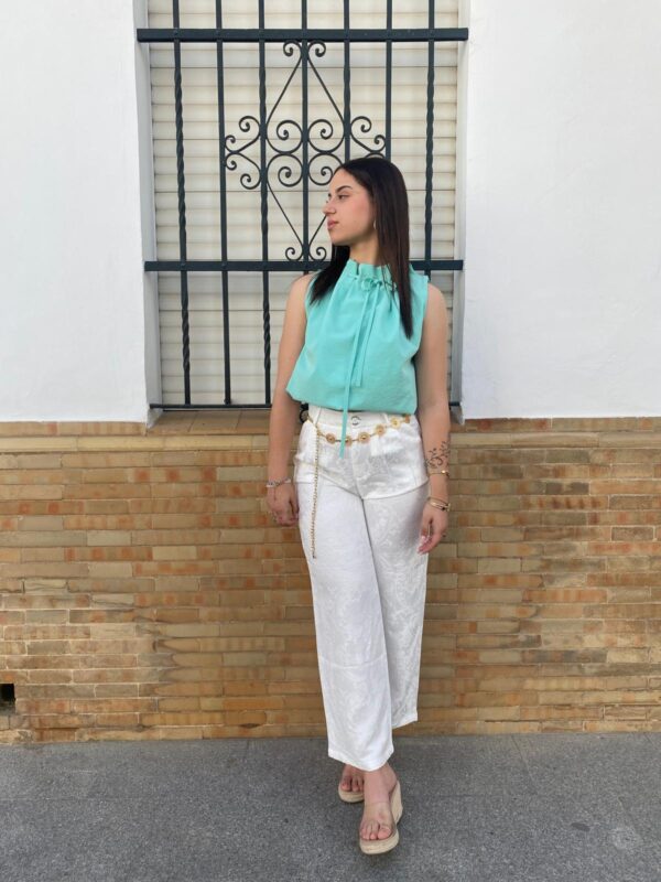 Pantalón blanco brocado - Imagen 3