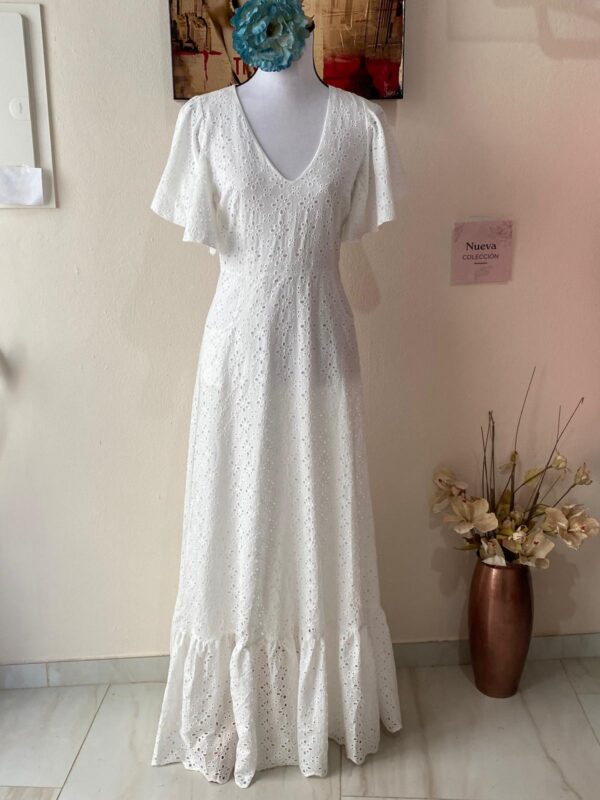 Bata de flamenca perforada blanca - Imagen 3