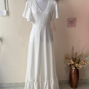 Bata de flamenca perforada blanca