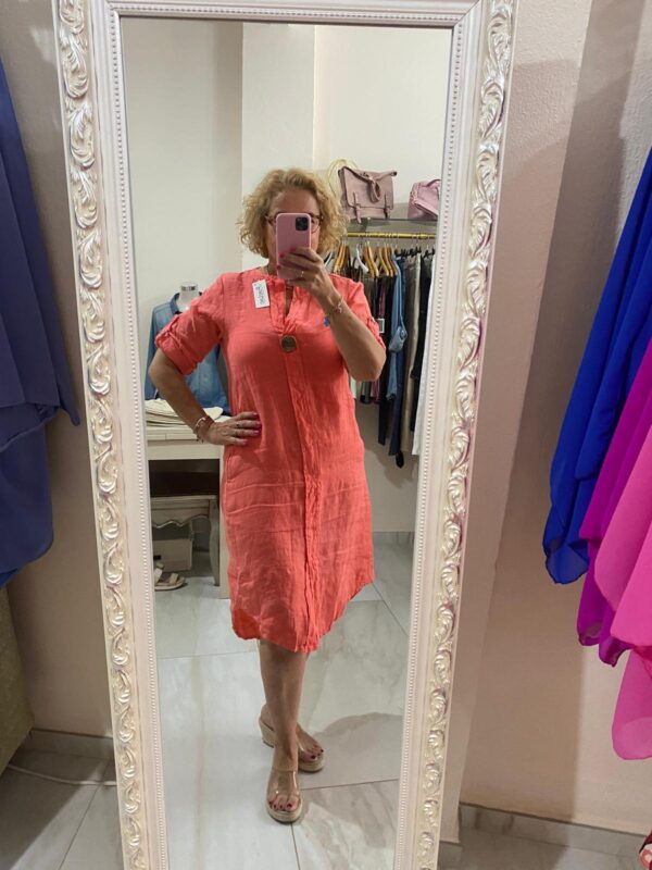 Vestido puro lino con mangas