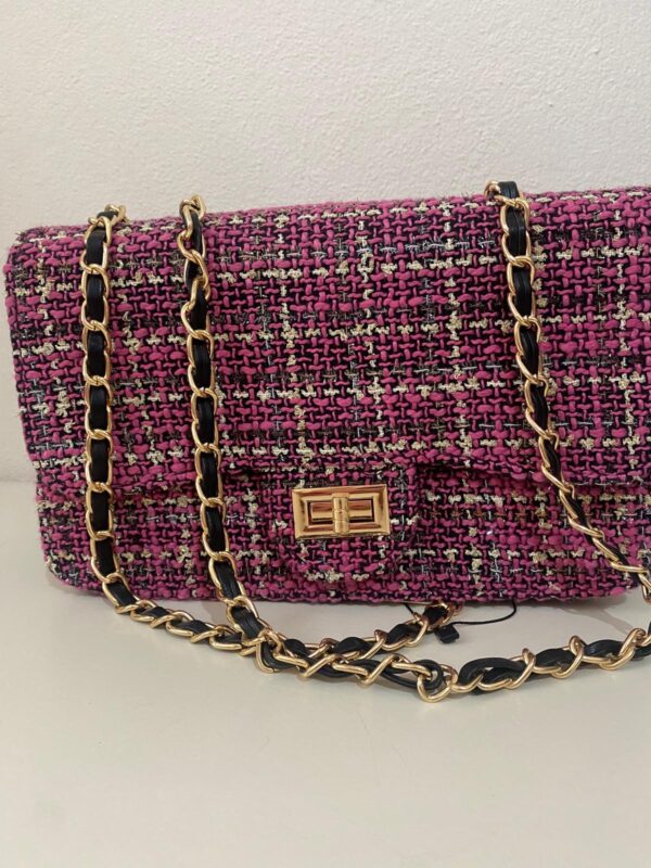 Bolso tela Chanel rosa - Imagen 3