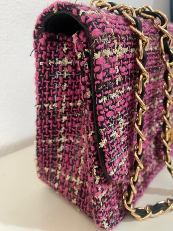 Bolso tela Chanel rosa - Imagen 2