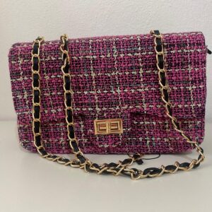 Bolso tela Chanel rosa
