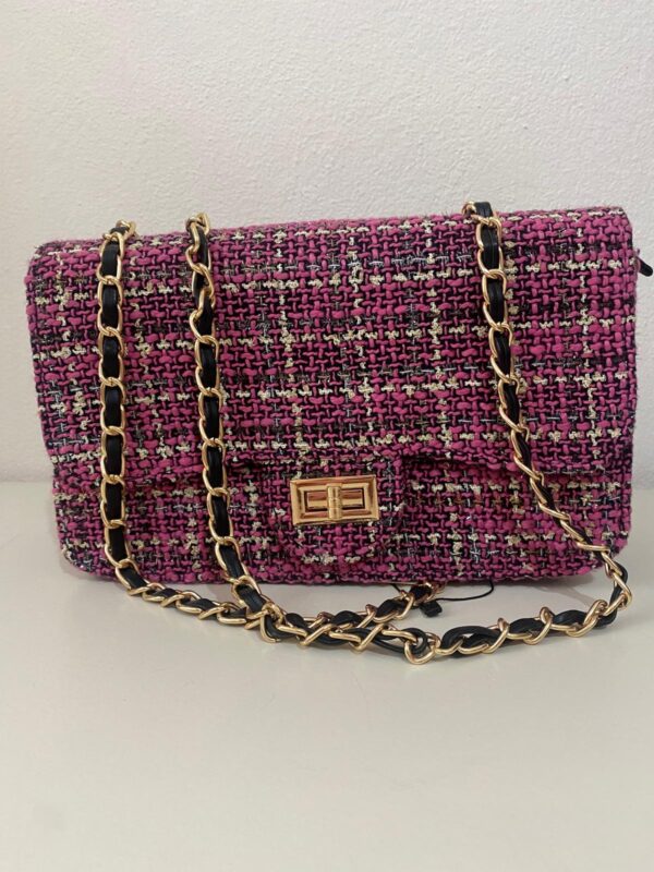 Bolso tela Chanel rosa