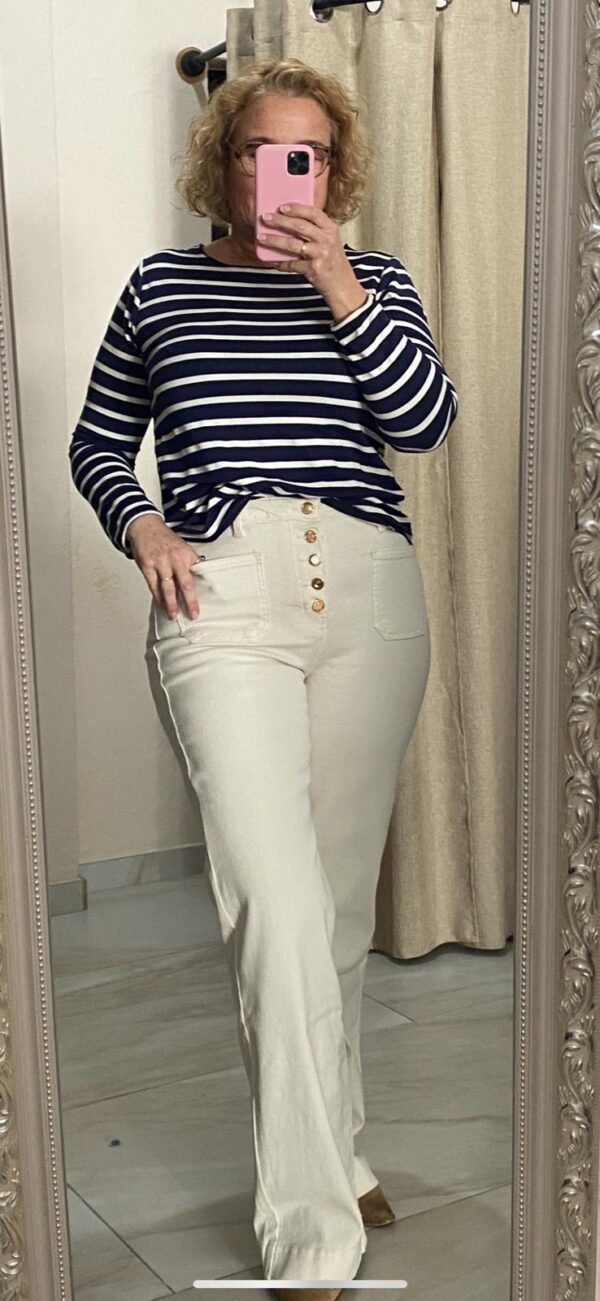 Pantalón vaquero botónes en colores