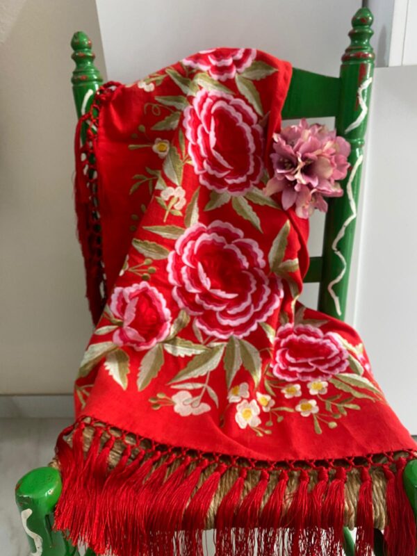 Mantoncillo de flamenca modelo Marina rojo - Imagen 2