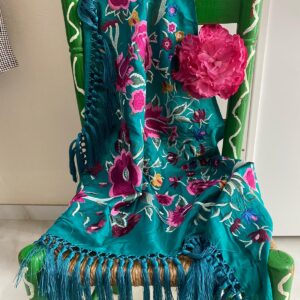 Mantoncillo de flamenca modelo Inés verde petróleo