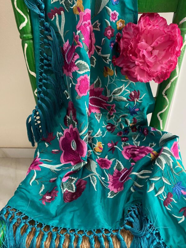 Mantoncillo de flamenca modelo Inés verde petróleo - Imagen 3