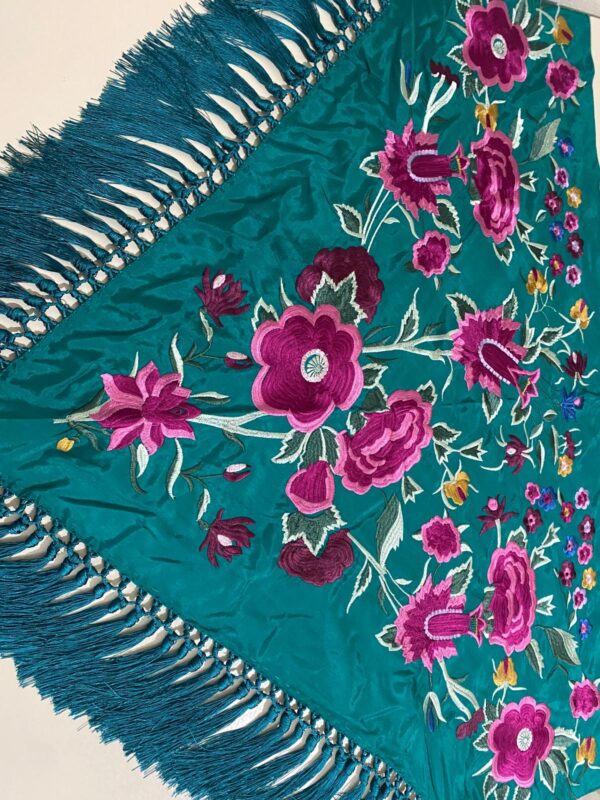 Mantoncillo de flamenca modelo Inés verde petróleo - Imagen 2