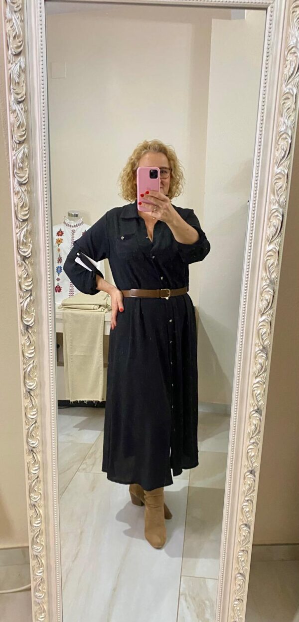 Vestido camisero negro - Imagen 3