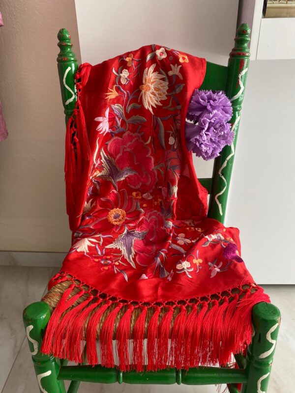 Mantoncillo de flamenca modelo Fabiola coral - Imagen 4