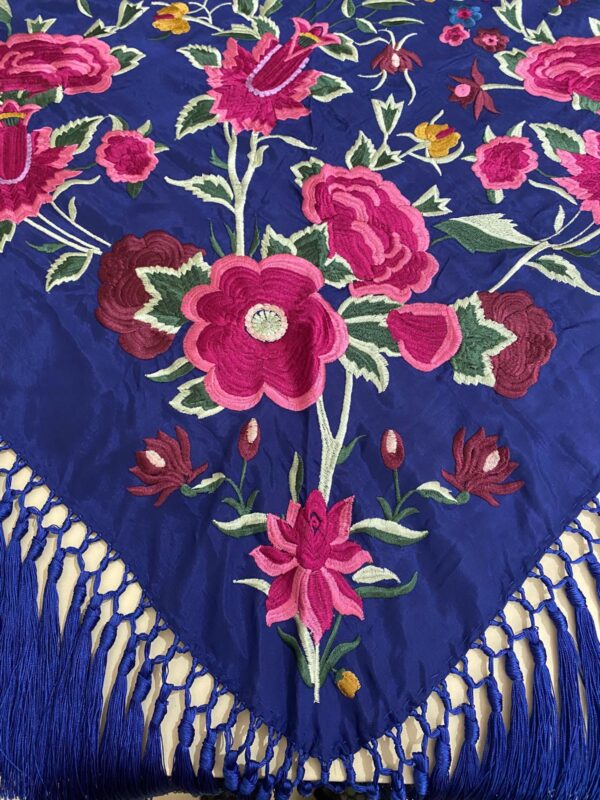 Mantoncillo de flamenca modelo Inés azul pavo - Imagen 2