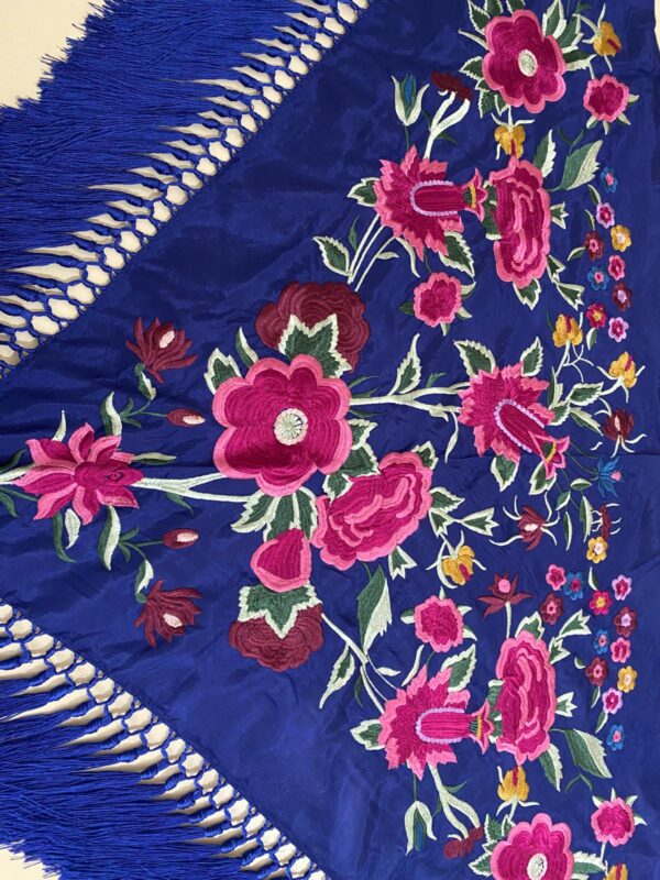 Mantoncillo de flamenca modelo Inés azul pavo - Imagen 4