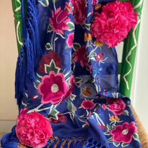 Mantoncillo de flamenca modelo Inés azul pavo